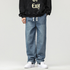 批发春秋款休闲裤男潮流韩版显瘦宽松百搭松紧腰平脚休闲阔腿男生裤子