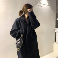 批发韩国chic 冬季法式高级感<b class='q'>西装</b>领口袋<b class='q'>双排扣</b>宽松毛呢子大衣外套