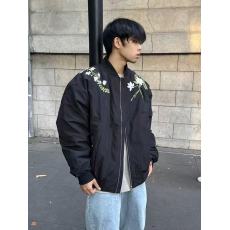 批发网图 国潮牌美式小众高级花卉刺绣夹克男女秋冬季情侣外套学院风