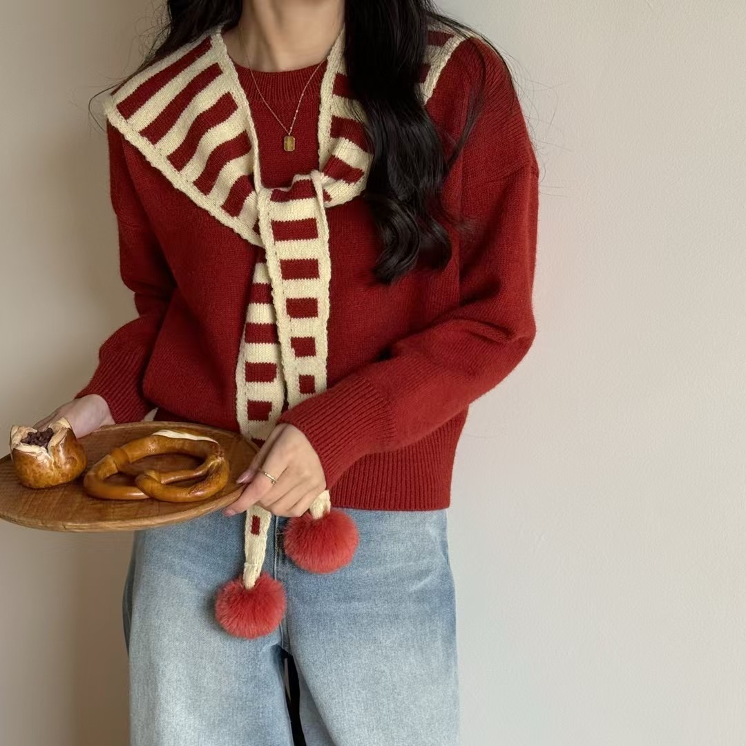 느긋한 바람 스웨터 여자 착용 가져 가라. 봄 새로운 슈퍼 잘 생긴 부드러운 찹쌀 루즈핏 니트 스웨터 외부 가져 가라. 레트로 스트라이프 숄
