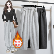 批发实拍加绒休闲裤女冬季松紧腰宽松香蕉裤软糯奶奶裤显瘦阔腿裤子
