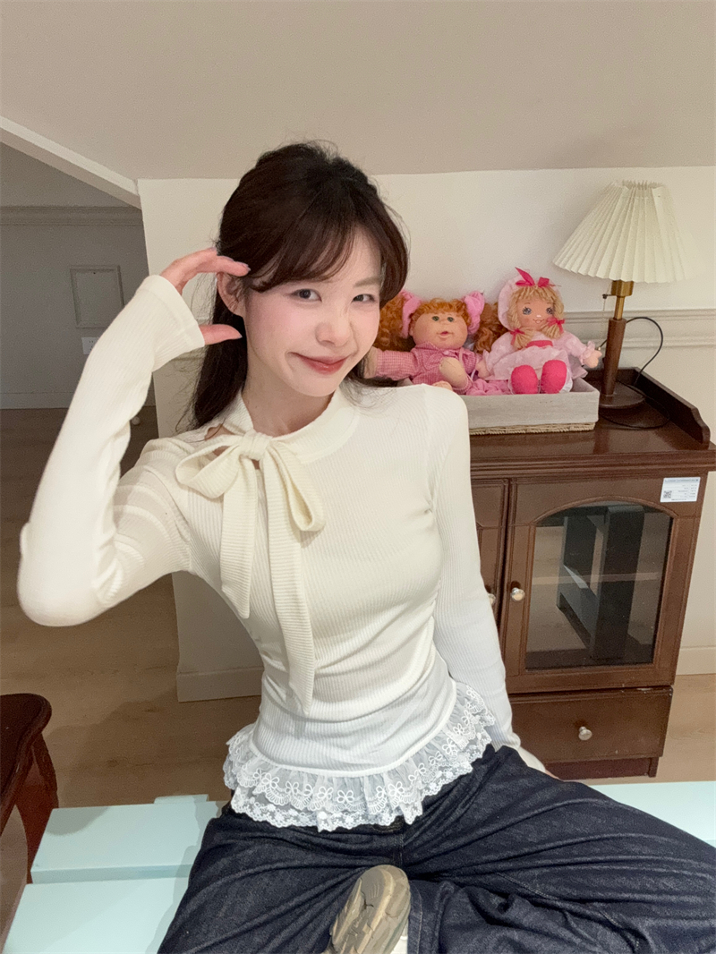 실사 이른 가을 인사이드 가져 가라. 외출용 기본 셔츠 여성 새로운 티셔츠 긍정적 인 어깨 핫걸 품격 긴팔 맨위