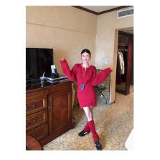 批发拉链开衫短款毛衣女冬季+高腰短裙子+<b class='q'>袜套</b>三件套装