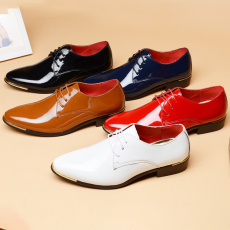 批发38-48码尖头发廊英伦男士<b class='q'>商务</b>休闲皮鞋韩版漆皮男系带皮鞋男鞋子