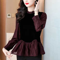 批发金丝绒法式气质<b class='q'>长袖</b><b class='q'>打底衫</b>秋冬时尚小衫 2024秋新