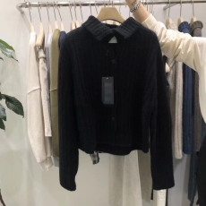 批发韩国东大门秋季新款纯色时尚竖坑条翻领针织开衫<b class='q'>毛衣</b>外套女潮