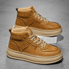 批发中帮男鞋秋冬款休闲高帮板鞋复古加绒工装<b class='q'>英伦</b>风高级感痞帅马丁靴