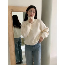 批发chic韩版冬季法式甜美减龄<b class='q'>高领</b>半拉链简约保暖套头百搭针织衫<b class='q'>毛衣</b>