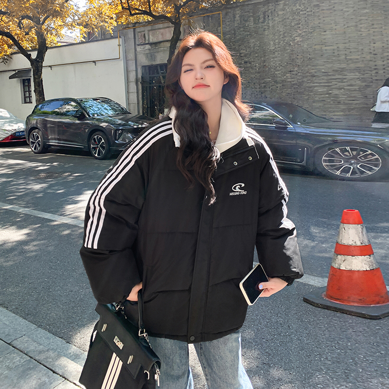 실사 아메리칸 다운 코트 면 의류 여성 겨울 새로운 패딩 재킷 커플 두꺼운 oversize 목화 진딧물 재킷