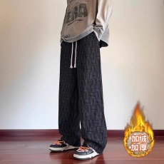 批发秋冬季裤子男款美式炸街复古灯芯绒男士学生休闲款宽松直筒运动裤