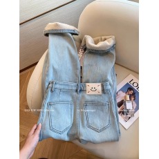 批发官图浅蓝色笑脸加绒牛仔裤女直筒冬季新款高腰显瘦休闲阔腿<b class='q'>裤子</b>韩