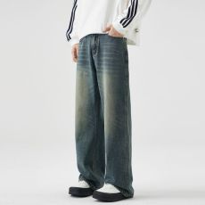 批发实拍牛仔裤男新款美式男款裤子阔腿裤男裤男生休闲直筒长裤