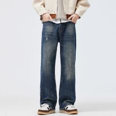 批发实拍潮牌cleanfit牛仔裤男秋季美式小众阔腿长裤痞帅直筒休闲裤子