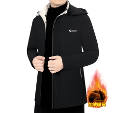 批发24冬季中老年保暖棉衣<b class='q'>商务</b>休闲爸爸装男可拆卸内胆帽外套加绒简约