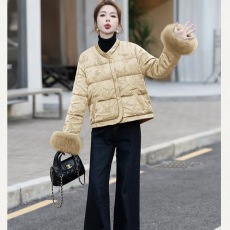 批发2024新款冬季新中式轻国风提花高品质短款羽绒服女高端洋气超好看