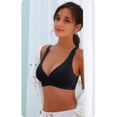 批发新品无痕乳胶内衣女显小胸聚拢上托无钢圈前扣轻薄文胸罩背心