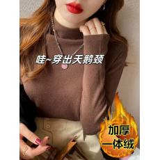 批发加绒毛衣女秋冬打底2026年新款冬季半高领羊绒针织衫内搭洋气上衣