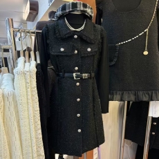 批发韩国<b class='q'>东大门</b>新款小香风黑色收腰长袖<b class='q'>连衣裙</b>女法式两件套中长款裙子