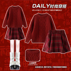 批发<b class='q'>女</b><b class='q'>童</b>冬季连衣裙2026新款儿童圣诞节新年毛衣<b class='q'>套装</b>中大童秋冬拜年服