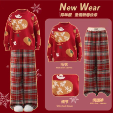 批发<b class='q'>女</b><b class='q'>童</b>秋冬季<b class='q'>套装</b>2026新款洋气圣诞红色毛衣本命新年儿童时髦拜年服