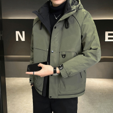 批发新款爆款冲锋衣工装羽绒服白鸭绒 防风防水防寒连帽宽松外套