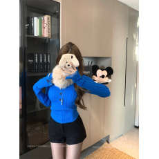 实拍实价 复古收腰显瘦绞花毛衣女修身内搭针织上衣冬季