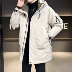 批发冬季连帽冲锋衣羽绒服男中长款潮牌2024新款保暖加厚户外休闲外套