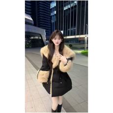 批发高级感大毛领羽绒服女冬季仿狐狸毛收腰外套