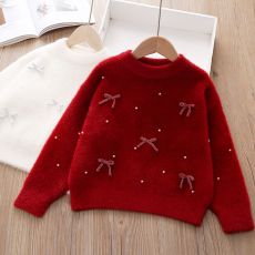 批发女童毛衣<b class='q'>冬</b>装2024新款儿童仿水貂绒毛毛上衣洋气小女孩针织打底衫