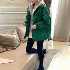 批发绿色轻薄羽绒棉服女假两件小个子时尚大码外套冬装2024新款<b class='q'>欧洲</b>站