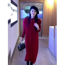 批发【圣诞红新年红】连衣裙轻奢高级感长裙胖mm显瘦秋冬新款中长裙子