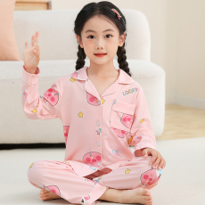 批发[黛琳芬]<b class='q'>亲子装</b>仿棉<b class='q'>长袖</b>儿童睡衣套装春秋季薄款女孩童装家居服3