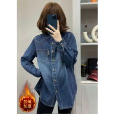 批发牛仔外套女加绒2025<b class='q'>新款</b>秋季韩版宽松百搭学生复古加绒装上衣