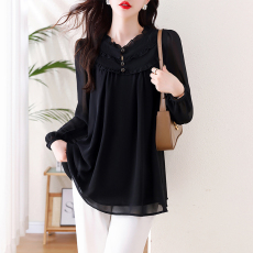 批发2026春季新款大码女装时尚洋气宽松遮肚<b class='q'>长袖</b>雪纺上衣打底衫