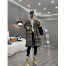 批发春秋新款韩版中长款气质显瘦宽松大码格子外套衬衫