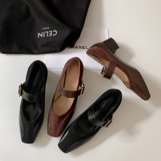 批发<b class='q'>春</b>季新款法式复古方头一字扣带粗跟玛丽珍鞋时尚百搭浅口单鞋女