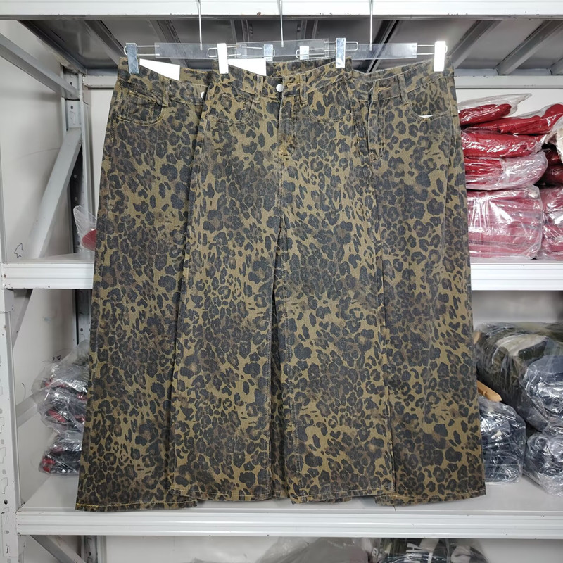 aaaaxbbb 황야 헌터 세탁기 표범 청바지 여자 가을과 겨울 코튼 바지 느슨한 슬림 도핑 바지