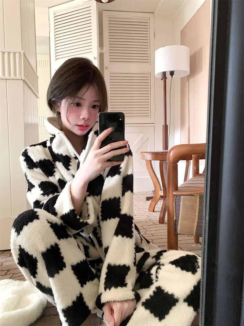 체크 폴드 칼라 홈웨어 세트 상세 이미지 8