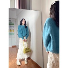 批发实价有货蓝色水<b class='q'>貂绒</b>毛衣女秋冬加厚内搭毛茸茸软糯慵懒羊毛针织衫