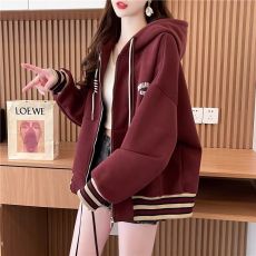 批发官图纯棉华棉复牛奶丝薄款+内抽后包领/刺绣连帽拉链卫衣春秋外套