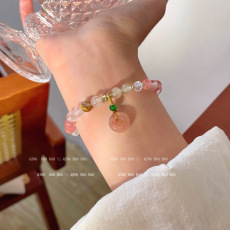 批发多巴胺甜美彩色串珠手串国潮民族风平安扣手链高级感手饰品