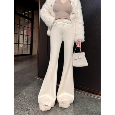 批发实拍实价 加厚加绒新品高腰弹力微喇叭裤秋冬百搭显瘦辣妹长裤子