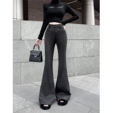 批发实拍实价 加厚加绒新品高腰弹力微喇叭裤秋冬百搭显瘦辣妹长裤子