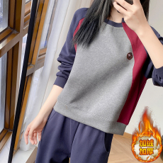 批发欧货时尚加绒加厚减龄卫衣女2025秋冬慵懒风复古时尚百搭套头上衣