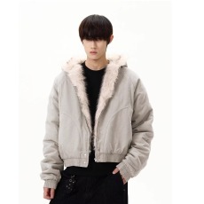 批发美式<b class='q'>复古</b>毛领连帽棉服<b class='q'>日系</b>慵懒时尚新款气质ins原宿潮流文艺简约