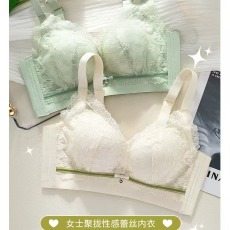 批发新性感蕾丝加厚内衣女无钢圈小胸聚拢显大收副乳防下垂调整型文胸