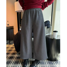 批发羊绒阔腿裤女秋冬小个子毛呢裤高腰糯米直筒裤宽松<b class='q'>休闲</b>九分奶奶裤