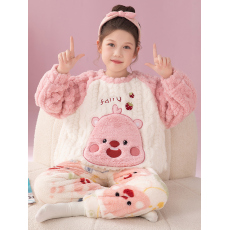 批发[黛琳芬]法兰绒<b class='q'>亲子装</b>女孩儿童睡衣<b class='q'>套装</b>秋冬加厚女包童装家居服4