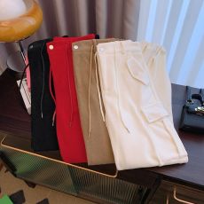 批发实拍新款秋季高腰针织阔腿裤美灯芯绒束脚工装裤女复古运动裤子