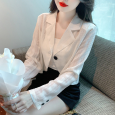 批发实拍2026春<b class='q'>夏</b>季新款气质短款西装外套一粒扣薄款防晒衫女上衣